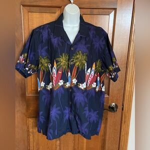 Favant Hawaiian shirt surfboard, palm tree, and hibiscus print Resort Size XL